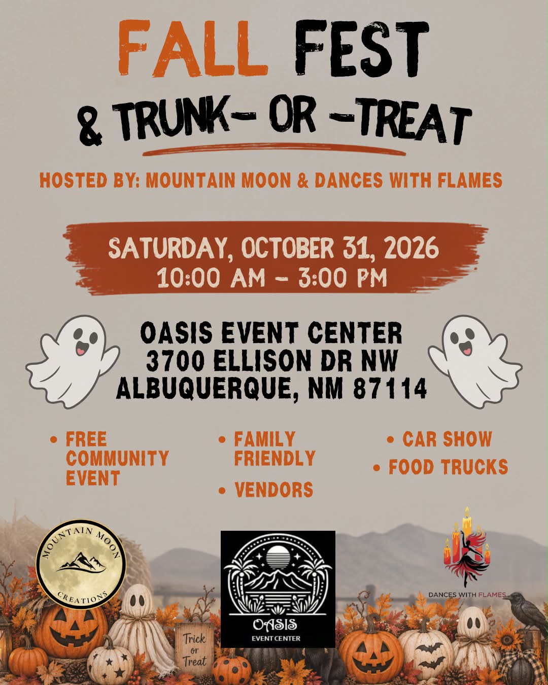 Fall Fest & Trunk-or-Treat at Oasis Event Center Graphic