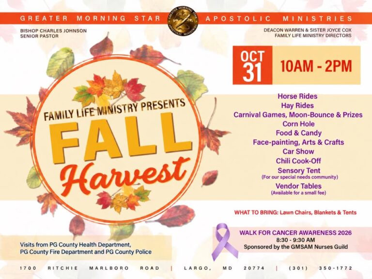 Flyer for Fall Harvest By Family Life Ministry