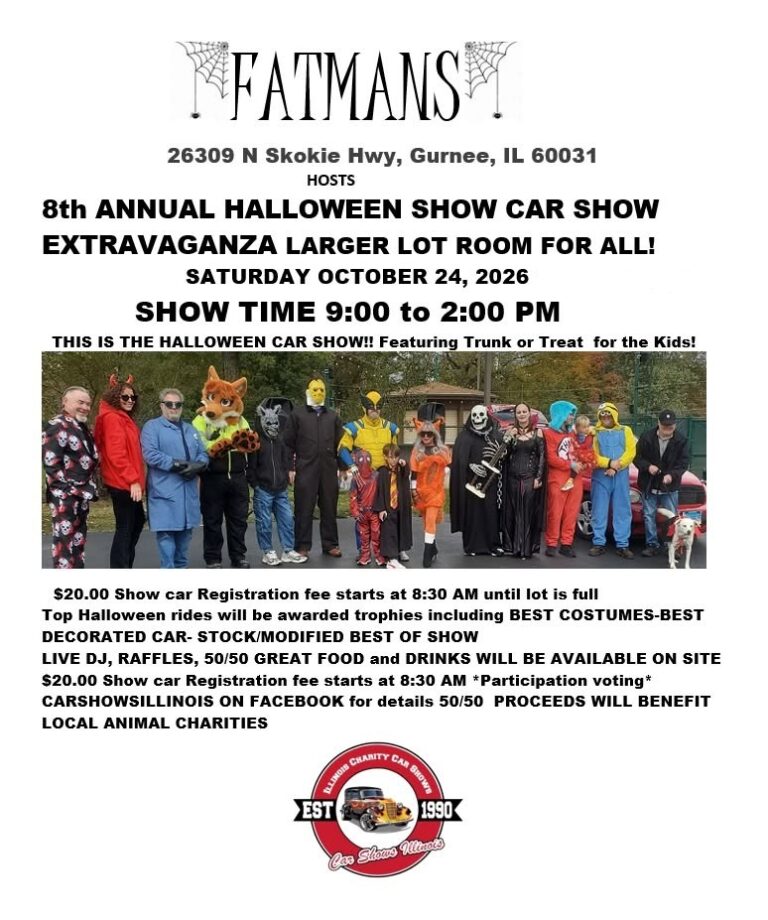 Flyer for Fatman’s Gurnee 8th Annual Halloween Car Show Extravaganza