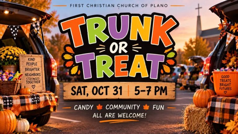 Flyer for First Christian Church of Plano Trunk or Treat