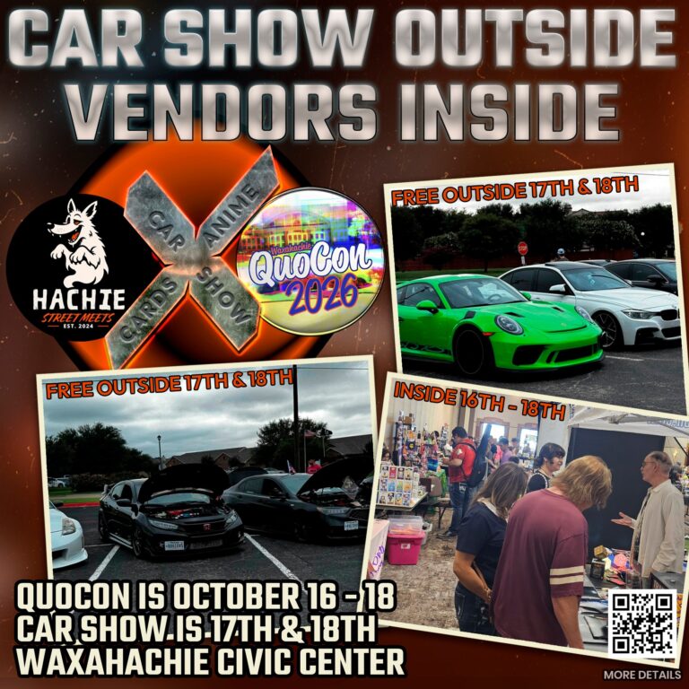 Flyer for Free Car Show at QuoCon 2026