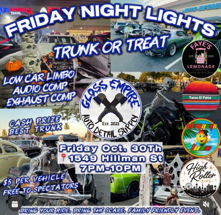 Flyer for Friday Night Lights Trunk or Treat @ Gloss Empire Auto Detail Supply