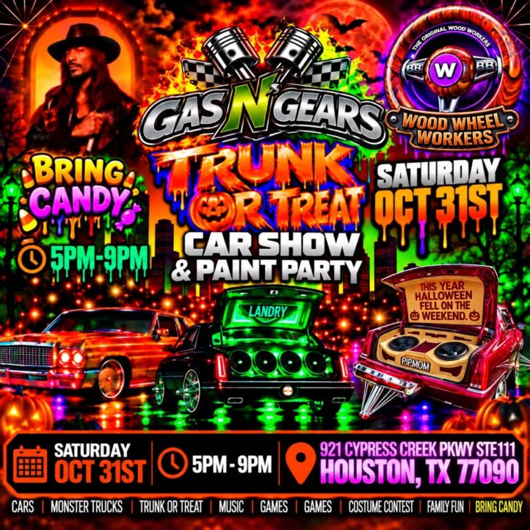 Flyer for Gas N Gears Trunk Or Treat Car Show & Paint Party