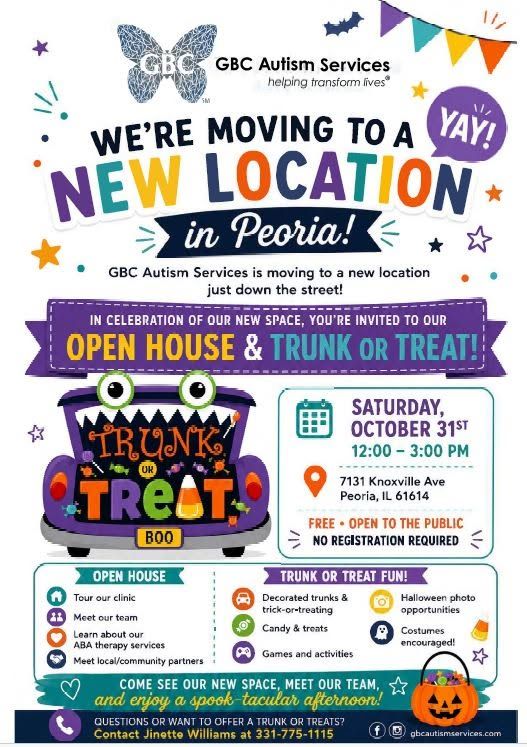 Flyer for GBC Autism Services Open House & Trunk or Treat