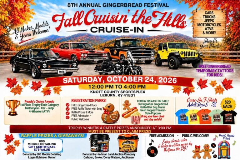 Flyer for Gingerbread Festival Fall Cruisin the Hills Cruise-in