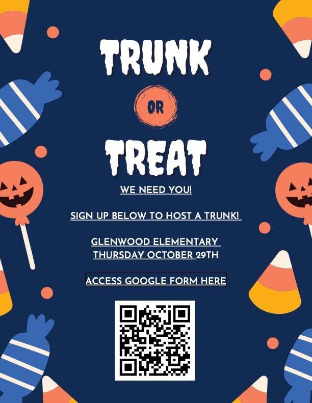 Flyer for Glenwood Elementary PTA Trunk Or Treat