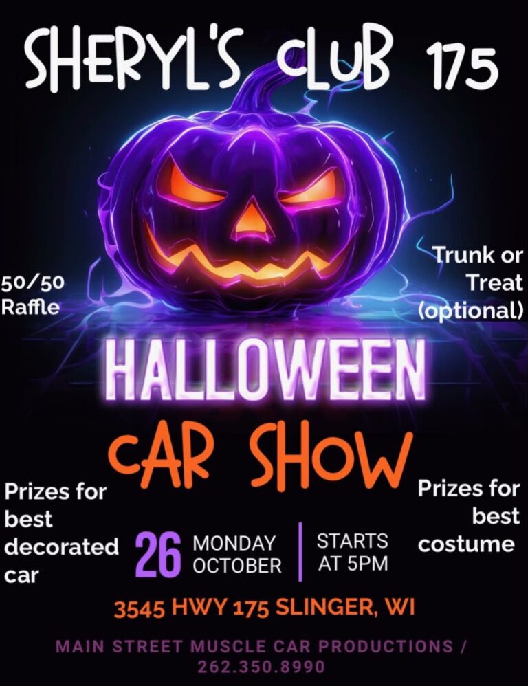 Flyer for Halloween Car Show At Sheryl’s Club 175