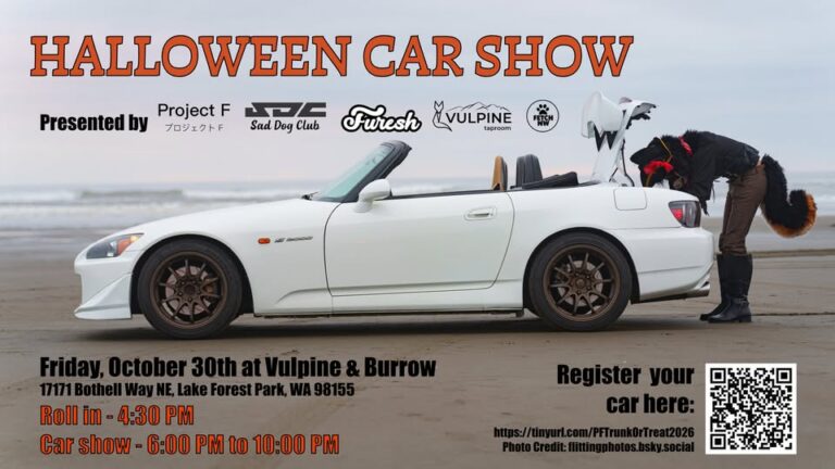 Flyer for Halloween Car Show At Vulpine & Burrow