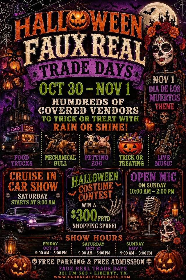 Flyer for Halloween Faux Real Trade Days