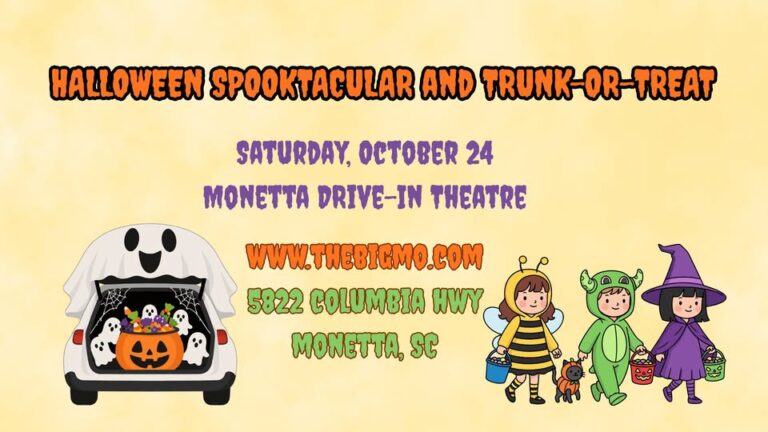 Flyer for Halloween Spooktacular and Trunk-or-Treat at Monetta Drive-In Theatre