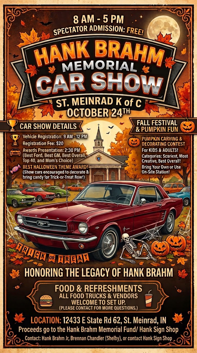 Flyer for Hank Brahm Memorial Car Show