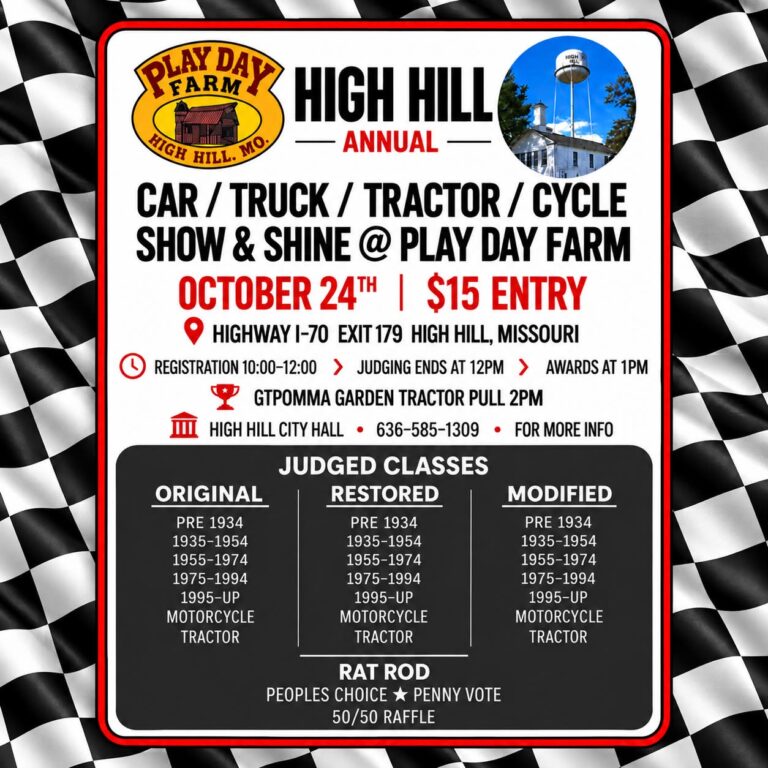 Flyer for High Hill Annual Car / Truck / Tractor / Cycle Show & Shine
