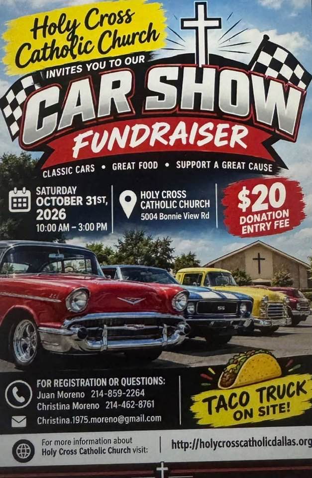 Flyer for Holy Cross Catholic Church Car Show Fundraiser