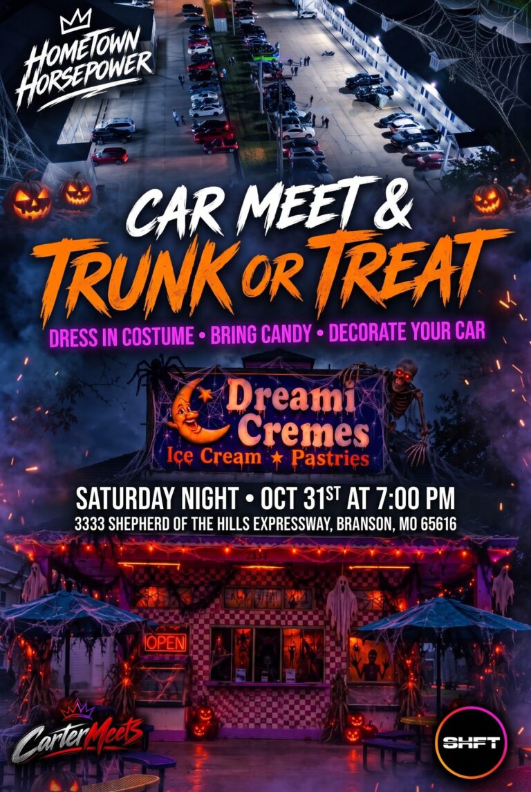 Flyer for Hometown Horsepower Car Meet & Trunk or Treat