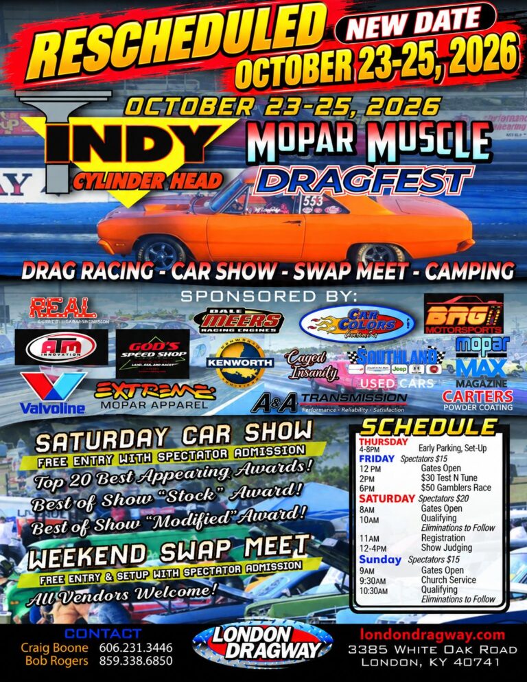 Flyer for Indy Mopar Muscle Cylinder Head Dragfest