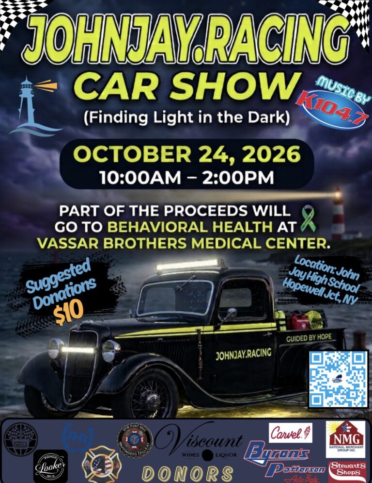 Flyer for JohnJay.Racing Car Show (Finding Light in the Dark)