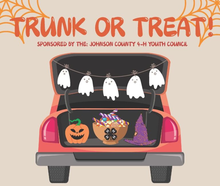 Flyer for Johnson County 4-H Youth Council Trunk-or-Treat