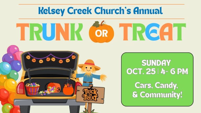 Flyer for Kelsey Creek Church’s Annual Trunk or Treat