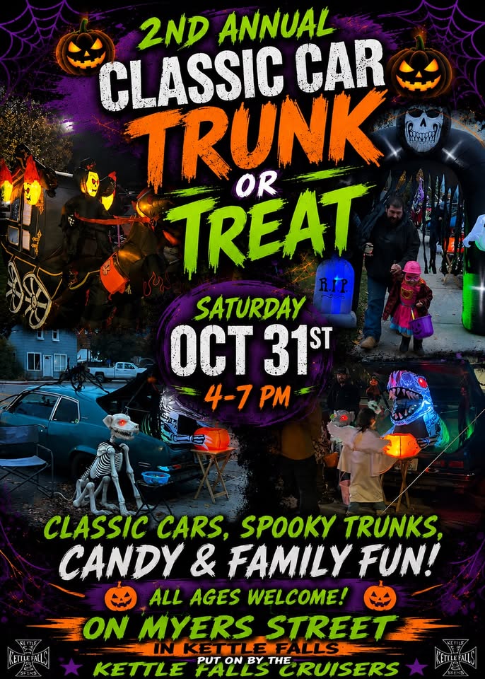 Flyer for Kettle Falls Community Pool Classic Car Trunk or Treat