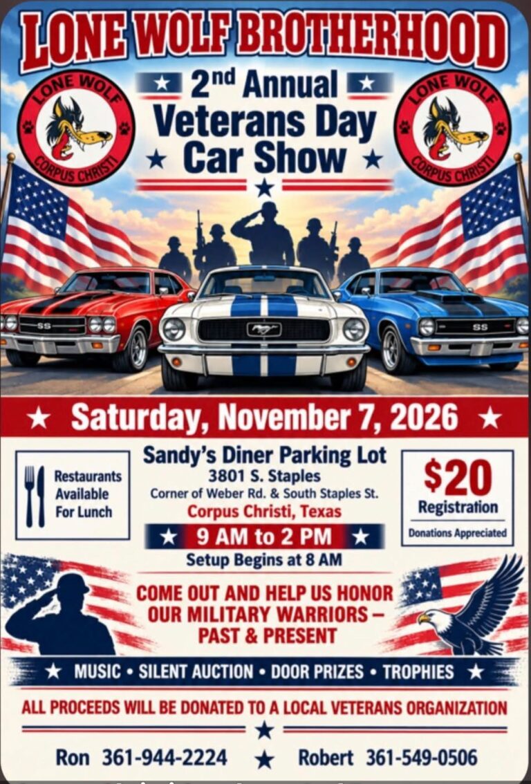 Flyer for Lone Wolf Brotherhood Veterans Day Car Show