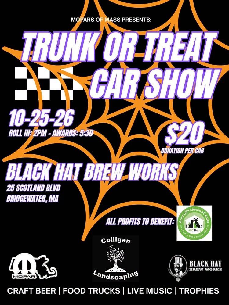 Flyer for Mopars of Mass Trunk or Treat Car Show