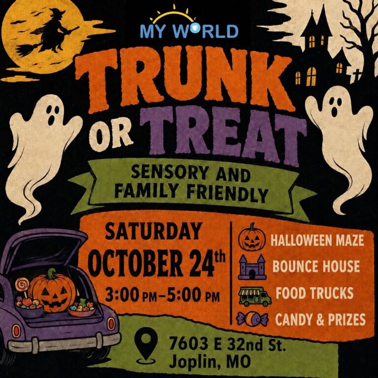 Flyer for My World ABA Joplin Trunk or Treat