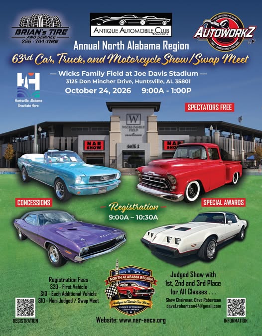 Flyer for North Alabama Region 63rd Annual Car, Truck, and Motorcycle Show / Swap Meet