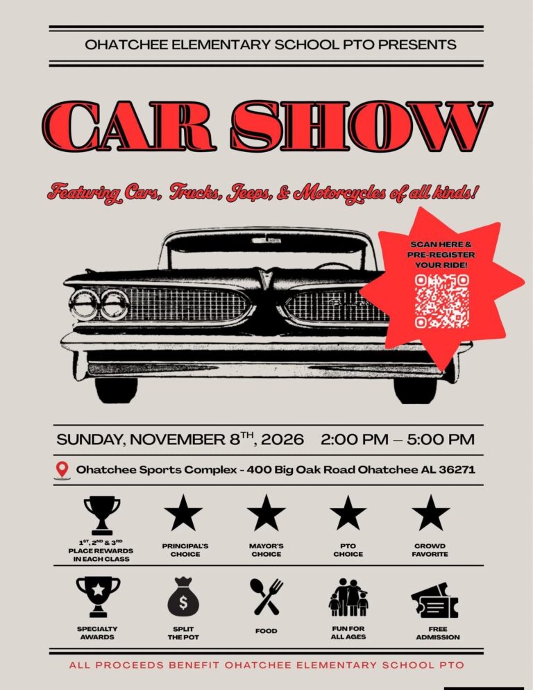 Flyer for Ohatchee Elementary School PTO Car Show