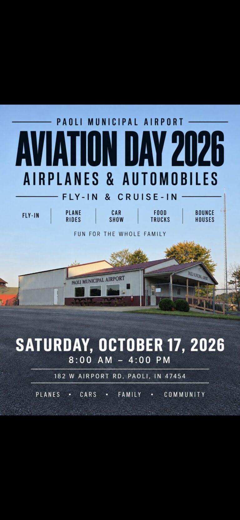 Flyer for Paoli Municipal Airport Aviation Day 2026