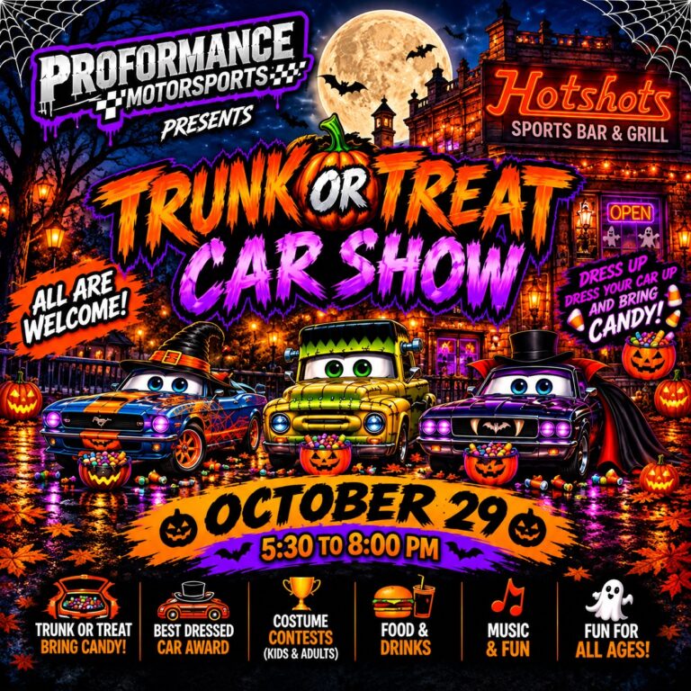 Flyer for Performance Motorsports Trunk or Treat Car Show