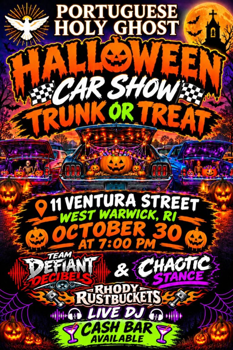Flyer for Portuguese Holy Ghost Halloween Car Show Trunk or Treat