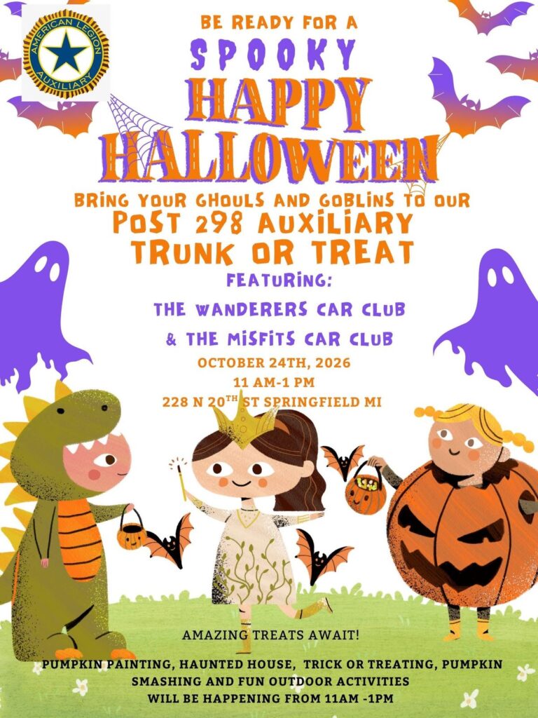 Flyer for Post 298 Auxiliary Trunk or Treat