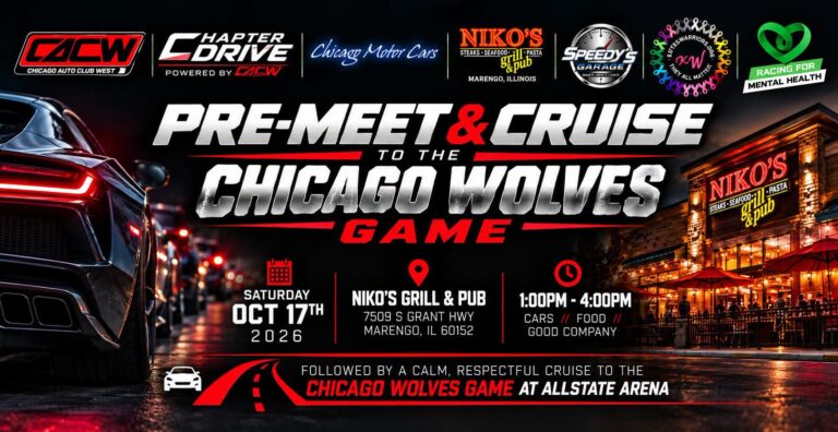 Flyer for Pre-Meet & Cruise to the Chicago Wolves Game