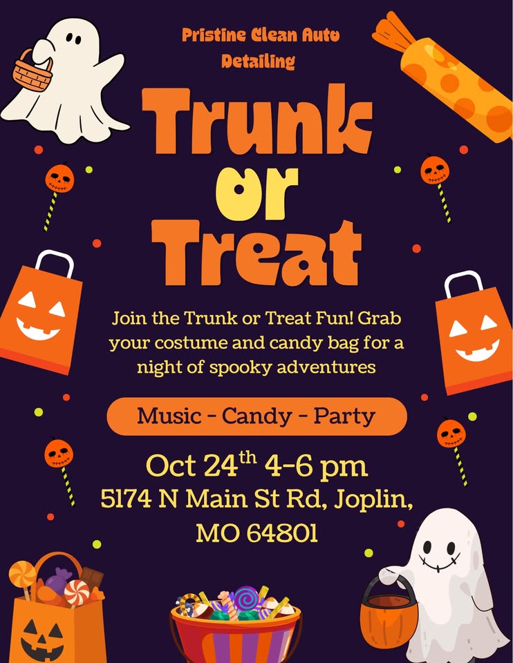 Flyer for Pristine Clean Auto Detailing Trunk or Treat
