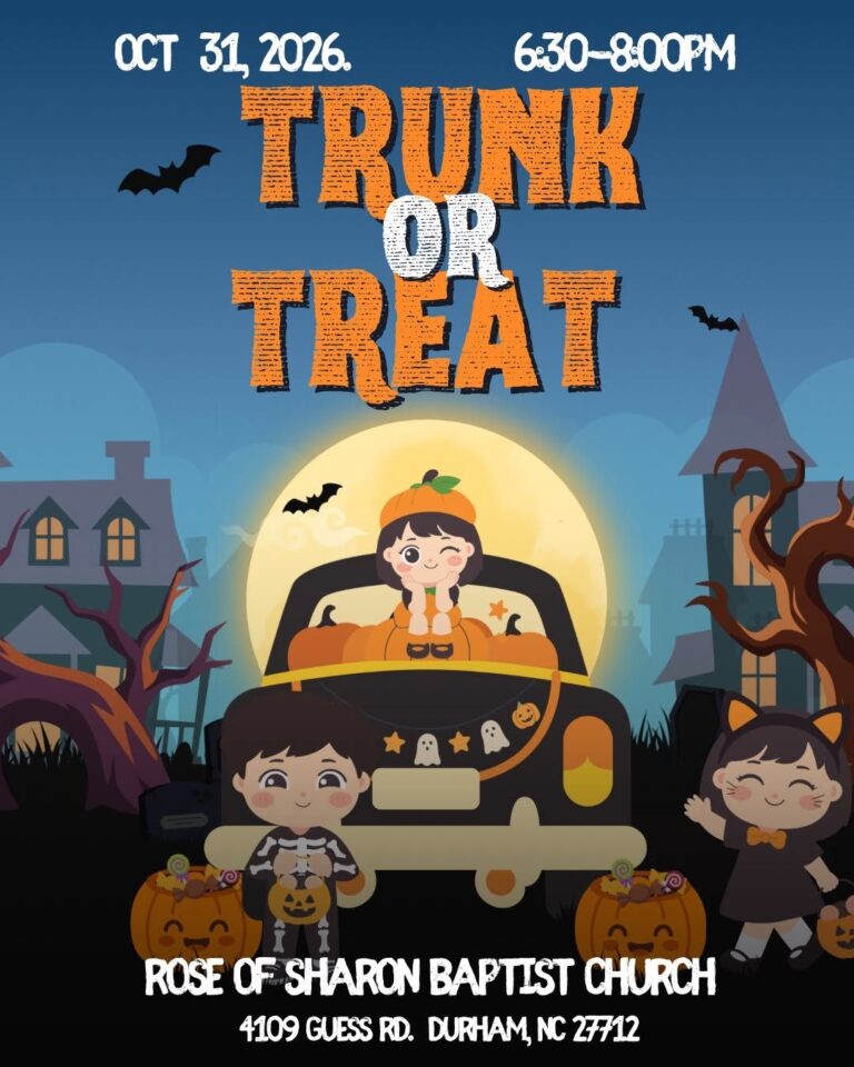 Flyer for Rose of Sharon Baptist Church Trunk or Treat