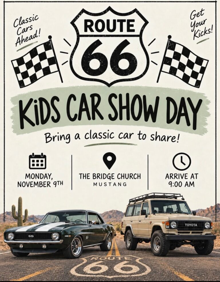 Flyer for Route 66 Kids Car Show Day