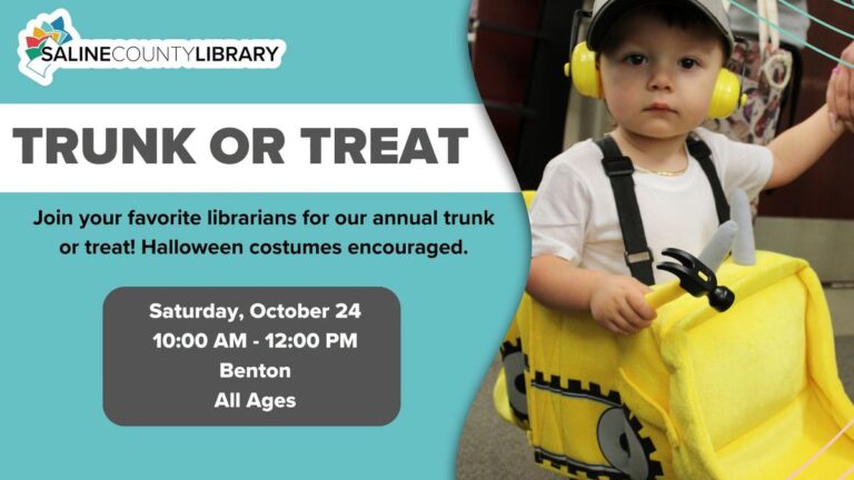 Flyer for Saline County Library Trunk or Treat