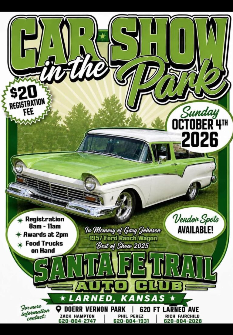 Flyer for Santa Fe Trail Auto Club Car Show in the Park