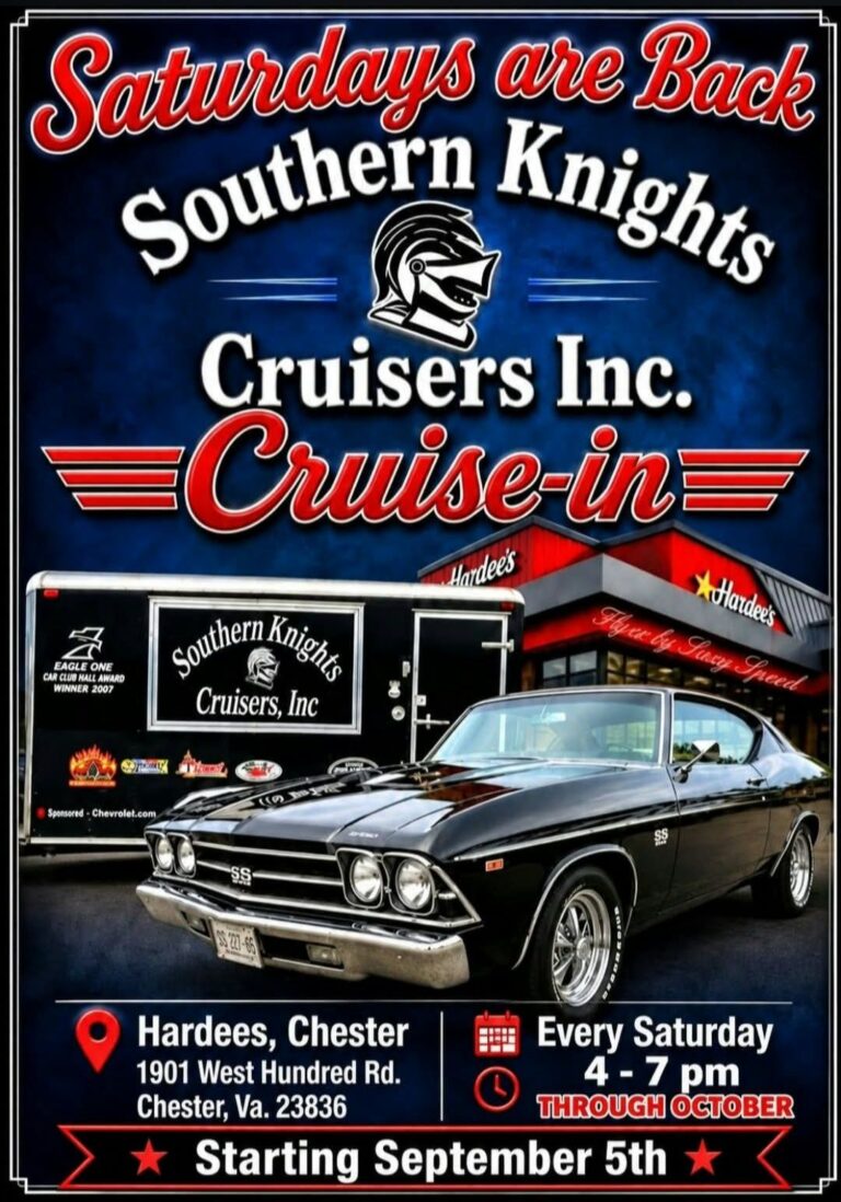 Flyer for Saturdays Are Back Southern Knights Cruisers Inc. Cruise-In