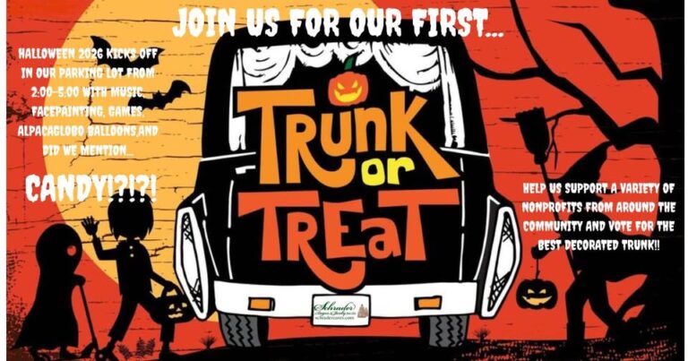 Flyer for Schrader, Aragon & Jacoby Funeral Home Trunk or Treat