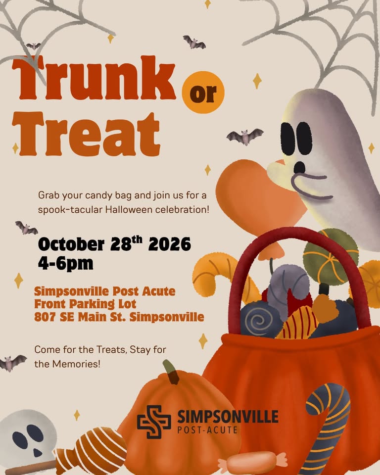 Simpsonville Post Acute Trunk or Treat Graphic