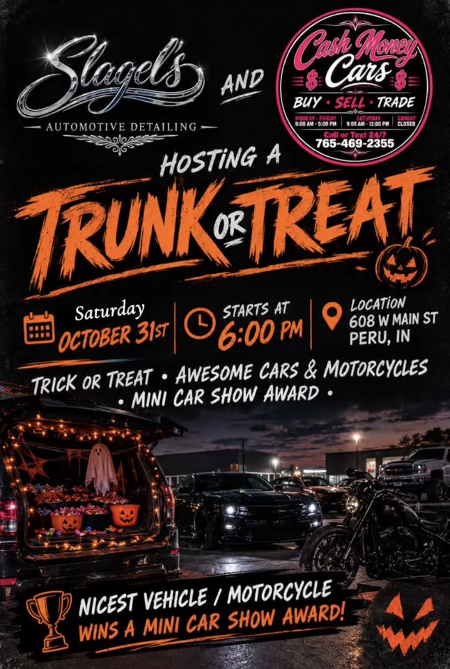 Flyer for Slagel’s And Cash Money Cars Trunk Or Treat