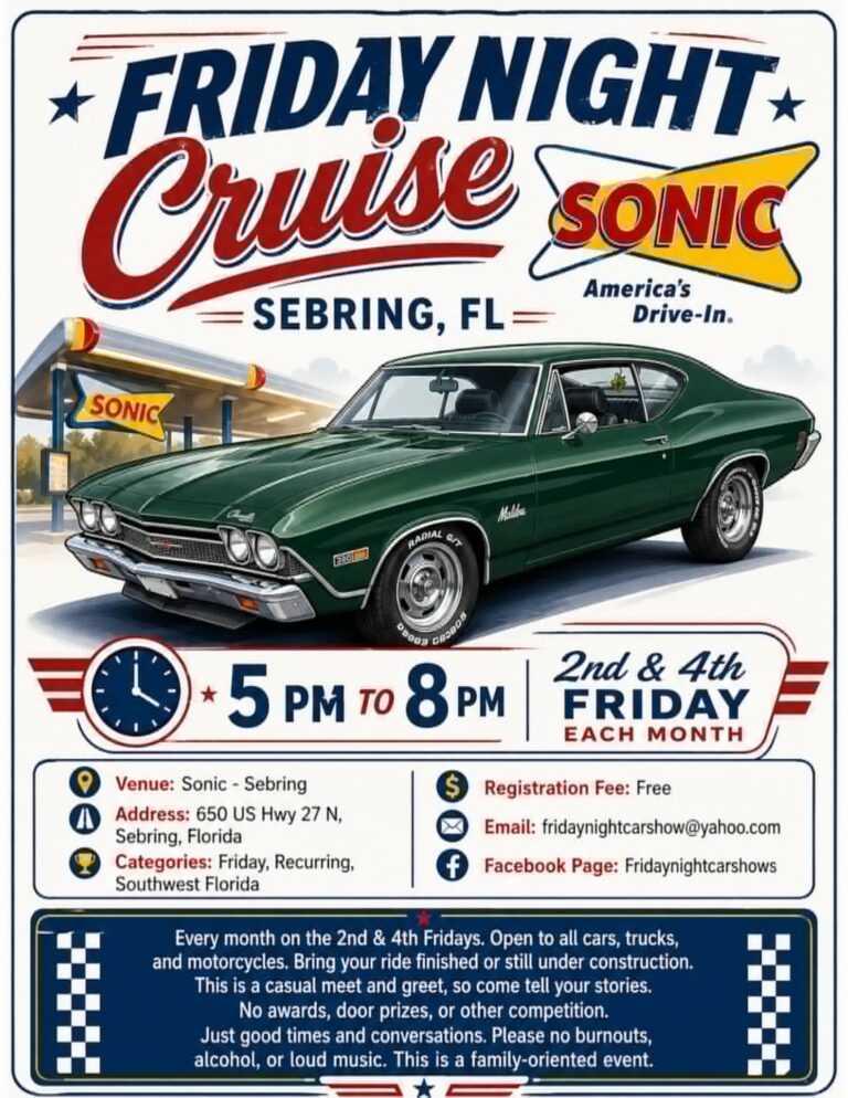 Flyer for Sonic Friday Night Cruise