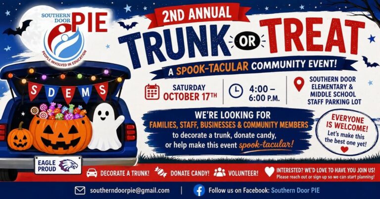 Flyer for Southern Door PIE 2nd Annual Trunk or Treat