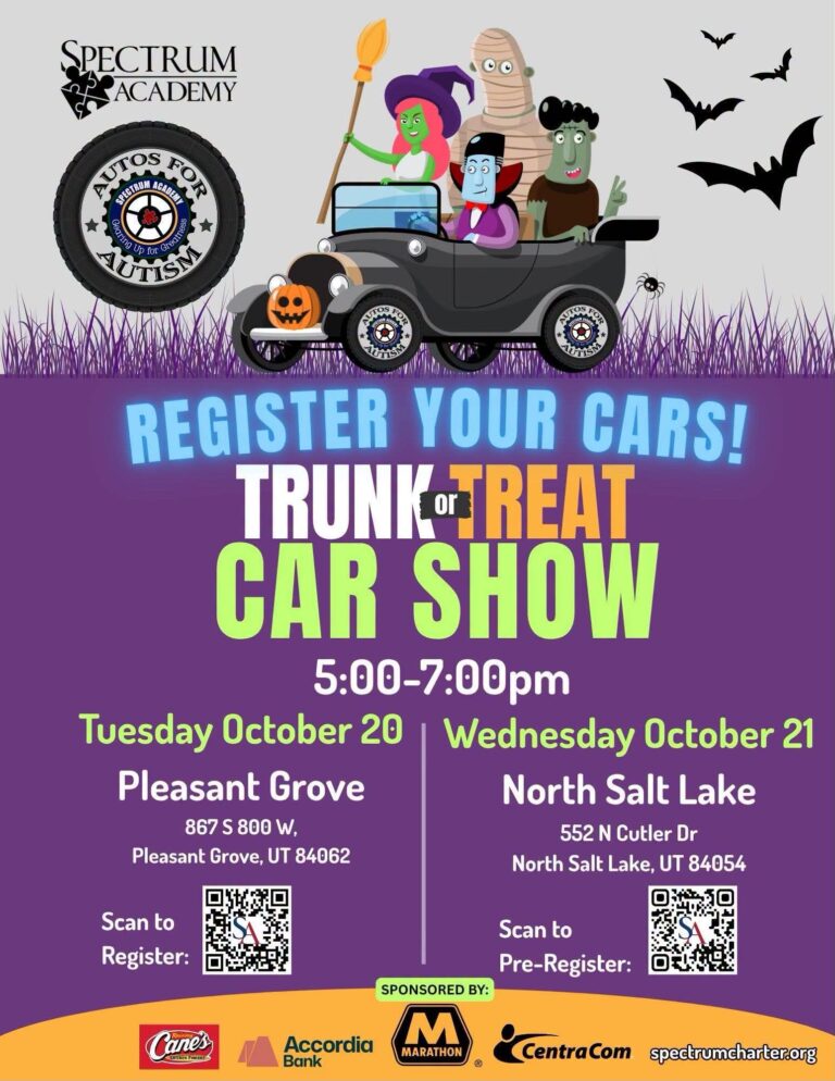 Flyer for Spectrum Academy Trunk or Treat Car Show