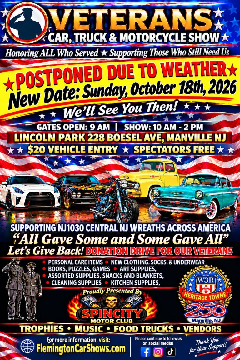Flyer for Spincity Motor Club Veterans Car, Truck & Motorcycle Show