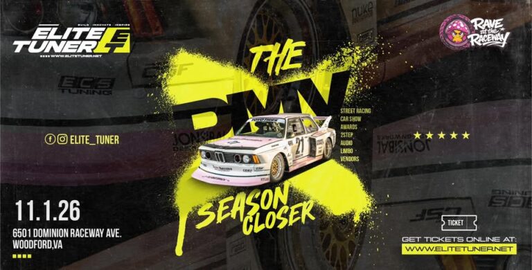 Flyer for The BMW Season Closer By Rave At The Raceway