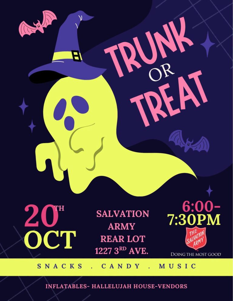 Flyer for The Huntington Salvation Army Youth Annual Trunk or Treat