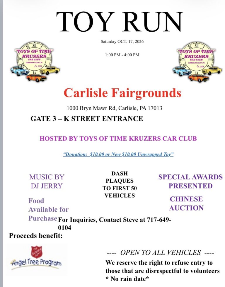 Flyer for Toys of Time Kruzers Car Club Toy Run