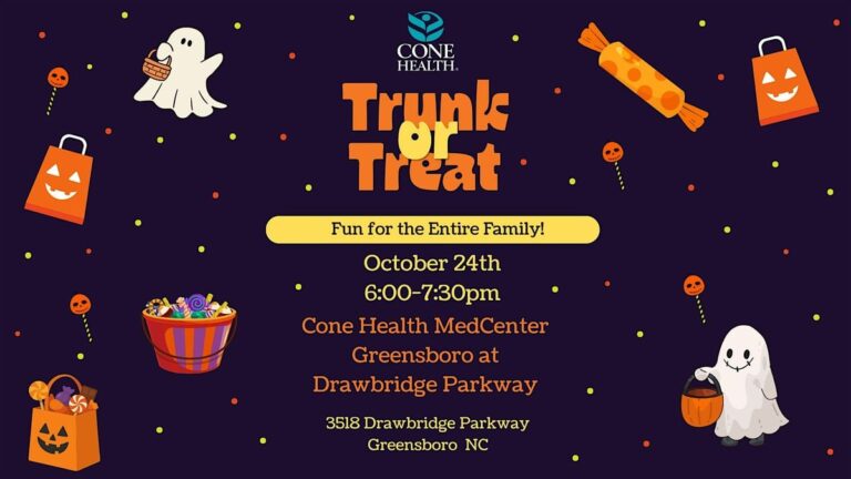 Flyer for Trunk or Treat at Cone Health MedCenter Greensboro